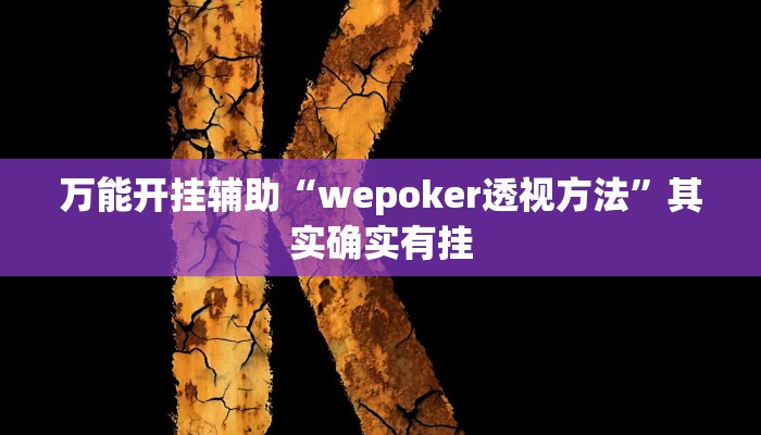 万能开挂辅助“wepoker透视方法”其实确实有挂