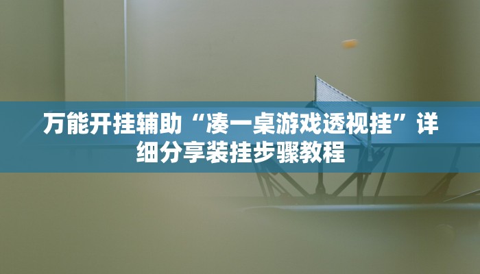 万能开挂辅助“凑一桌游戏透视挂”详细分享装挂步骤教程
