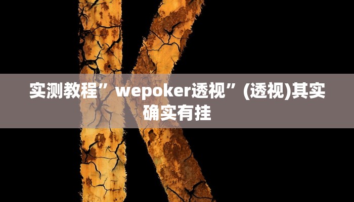 实测教程”wepoker透视”(透视)其实确实有挂