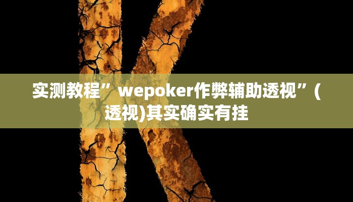 实测教程”wepoker作弊辅助透视”(透视)其实确实有挂