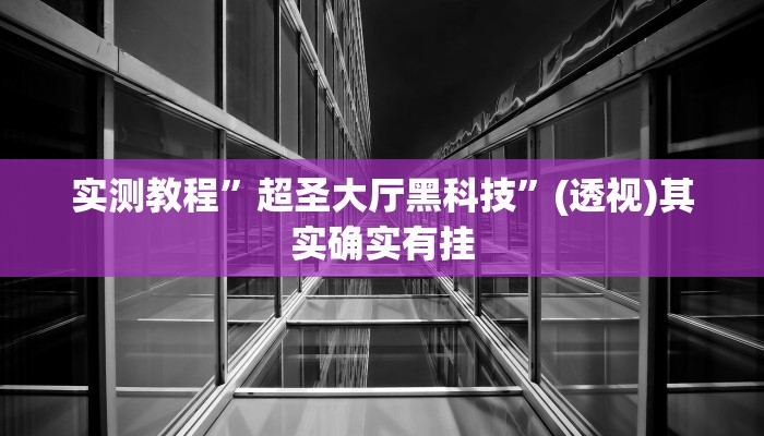 实测教程”超圣大厅黑科技”(透视)其实确实有挂