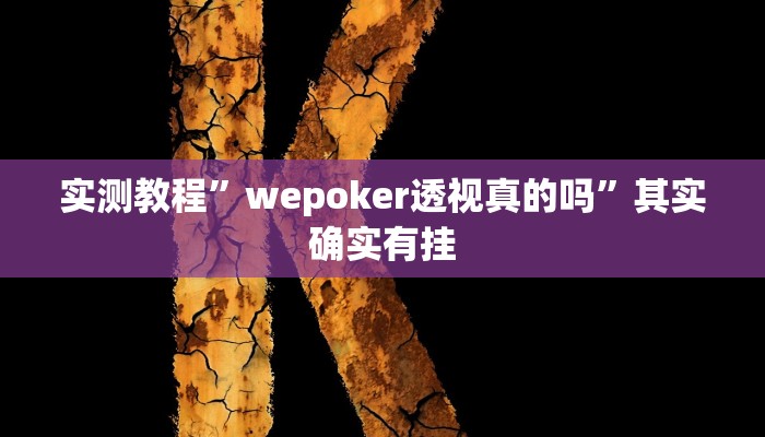实测教程”wepoker透视真的吗”其实确实有挂
